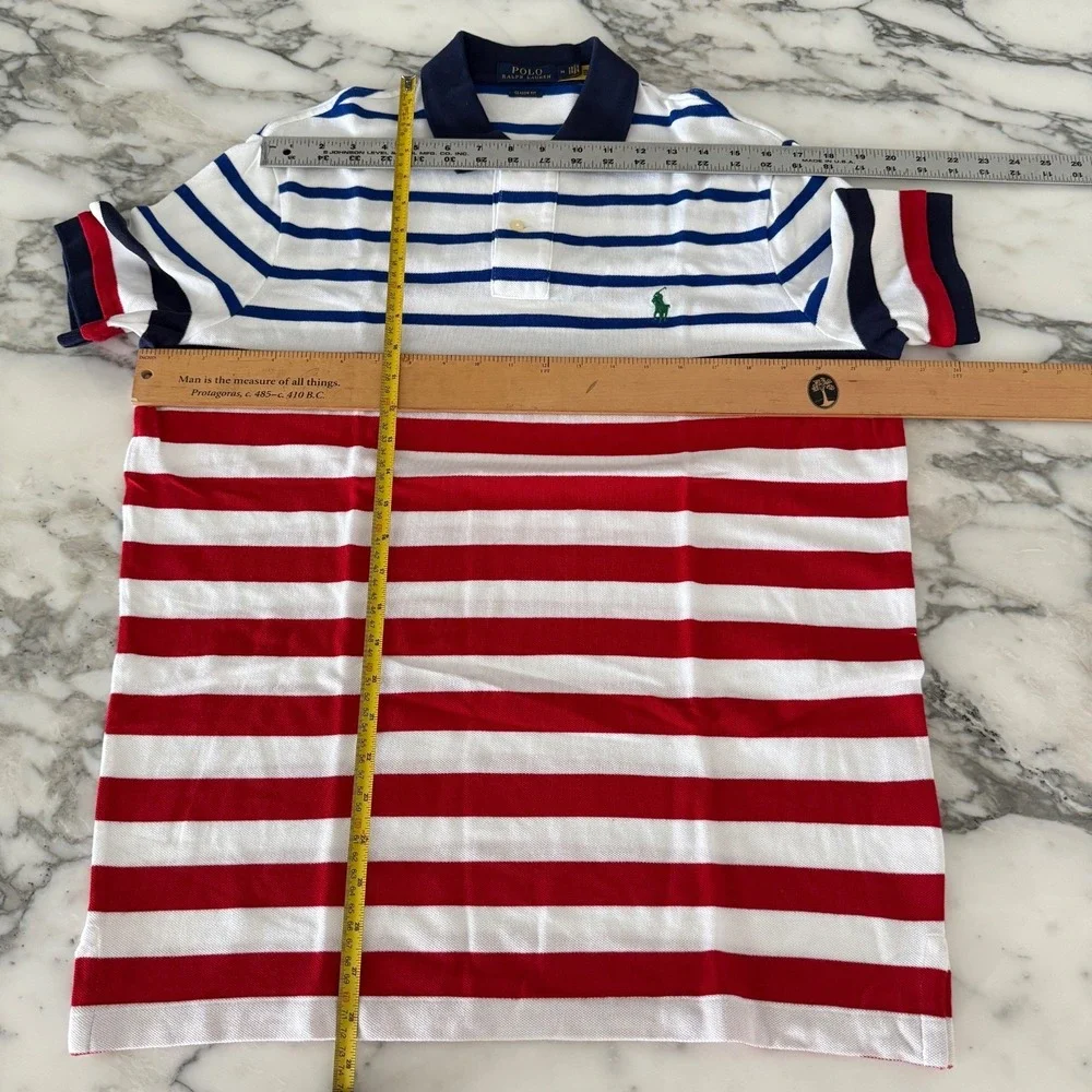 POLO Ralph Lauren Cotton Men's  Striped Polo Shirt ‎ 100%  Cotton size Middle